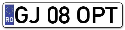 Placuta inmatriculare numar auto  GJ-08-OPT, GJ 08 OPT, GJ08OPT