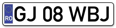 Placuta inmatriculare numar auto  GJ-08-WBJ, GJ 08 WBJ, GJ08WBJ