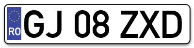 Placuta inmatriculare numar auto  GJ-08-ZXD, GJ 08 ZXD, GJ08ZXD