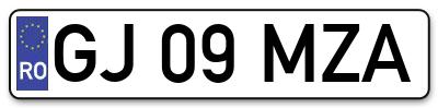 Placuta inmatriculare numar auto  GJ-09-MZA, GJ 09 MZA, GJ09MZA