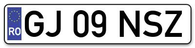 Placuta inmatriculare numar auto  GJ-09-NSZ, GJ 09 NSZ, GJ09NSZ
