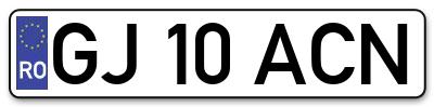 Placuta inmatriculare numar auto  GJ-10-ACN, GJ 10 ACN, GJ10ACN