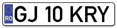 Placuta inmatriculare numar auto  GJ-10-KRY, GJ 10 KRY, GJ10KRY