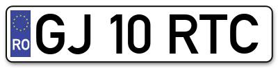 Placuta inmatriculare numar auto  GJ-10-RTC, GJ 10 RTC, GJ10RTC