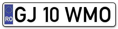Placuta inmatriculare numar auto  GJ-10-WMO, GJ 10 WMO, GJ10WMO