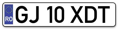 Placuta inmatriculare numar auto  GJ-10-XDT, GJ 10 XDT, GJ10XDT