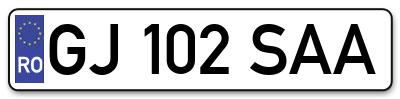 Placuta inmatriculare numar auto  GJ-102-SAA, GJ 102 SAA, GJ102SAA