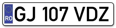Placuta inmatriculare numar auto  GJ-107-VDZ, GJ 107 VDZ, GJ107VDZ
