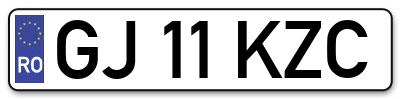 Placuta inmatriculare numar auto  GJ-11-KZC, GJ 11 KZC, GJ11KZC