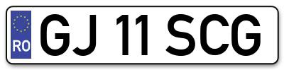 Placuta inmatriculare numar auto  GJ-11-SCG, GJ 11 SCG, GJ11SCG