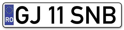 Placuta inmatriculare numar auto  GJ-11-SNB, GJ 11 SNB, GJ11SNB