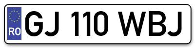 Placuta inmatriculare numar auto  GJ-110-WBJ, GJ 110 WBJ, GJ110WBJ
