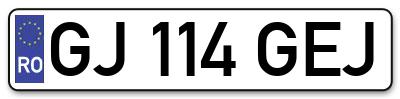 Placuta inmatriculare numar auto  GJ-114-GEJ, GJ 114 GEJ, GJ114GEJ