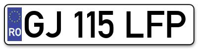 Placuta inmatriculare numar auto  GJ-115-LFP, GJ 115 LFP, GJ115LFP