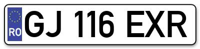 Placuta inmatriculare numar auto  GJ-116-EXR, GJ 116 EXR, GJ116EXR