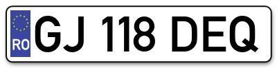 Placuta inmatriculare numar auto  GJ-118-DEQ, GJ 118 DEQ, GJ118DEQ