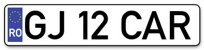 Placuta inmatriculare numar auto  GJ-12-CAR, GJ 12 CAR, GJ12CAR