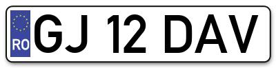 Placuta inmatriculare numar auto  GJ-12-DAV, GJ 12 DAV, GJ12DAV