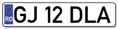 Placuta inmatriculare numar auto  GJ-12-DLA, GJ 12 DLA, GJ12DLA