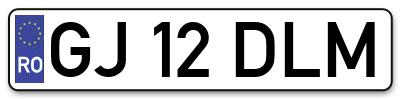 Placuta inmatriculare numar auto  GJ-12-DLM, GJ 12 DLM, GJ12DLM