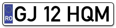 Placuta inmatriculare numar auto  GJ-12-HQM, GJ 12 HQM, GJ12HQM