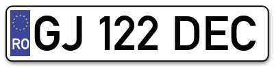 Placuta inmatriculare numar auto  GJ-122-DEC, GJ 122 DEC, GJ122DEC