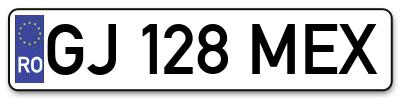 Placuta inmatriculare numar auto  GJ-128-MEX, GJ 128 MEX, GJ128MEX