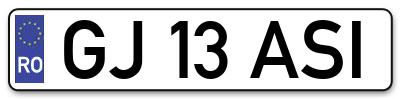 Placuta inmatriculare numar auto  GJ-13-ASI, GJ 13 ASI, GJ13ASI