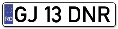 Placuta inmatriculare numar auto  GJ-13-DNR, GJ 13 DNR, GJ13DNR
