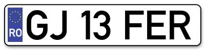 Placuta inmatriculare numar auto  GJ-13-FER, GJ 13 FER, GJ13FER