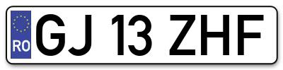 Placuta inmatriculare numar auto  GJ-13-ZHF, GJ 13 ZHF, GJ13ZHF