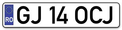 Placuta inmatriculare numar auto  GJ-14-OCJ, GJ 14 OCJ, GJ14OCJ
