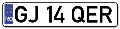 Placuta inmatriculare numar auto  GJ-14-QER, GJ 14 QER, GJ14QER