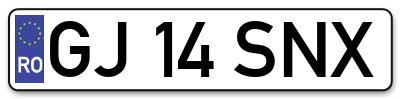Placuta inmatriculare numar auto  GJ-14-SNX, GJ 14 SNX, GJ14SNX