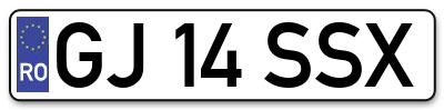 Placuta inmatriculare numar auto  GJ-14-SSX, GJ 14 SSX, GJ14SSX