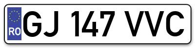 Placuta inmatriculare numar auto  GJ-147-VVC, GJ 147 VVC, GJ147VVC