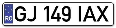 Placuta inmatriculare numar auto  GJ-149-IAX, GJ 149 IAX, GJ149IAX