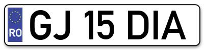 Placuta inmatriculare numar auto  GJ-15-DIA, GJ 15 DIA, GJ15DIA