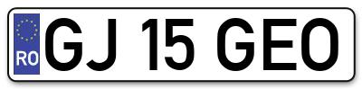 Placuta inmatriculare numar auto  GJ-15-GEO, GJ 15 GEO, GJ15GEO