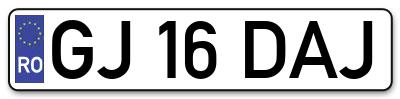 Placuta inmatriculare numar auto  GJ-16-DAJ, GJ 16 DAJ, GJ16DAJ