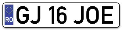 Placuta inmatriculare numar auto  GJ-16-JOE, GJ 16 JOE, GJ16JOE