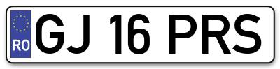 Placuta inmatriculare numar auto  GJ-16-PRS, GJ 16 PRS, GJ16PRS