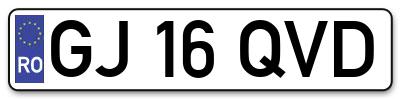 Placuta inmatriculare numar auto  GJ-16-QVD, GJ 16 QVD, GJ16QVD