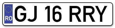 Placuta inmatriculare numar auto  GJ-16-RRY, GJ 16 RRY, GJ16RRY