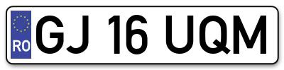 Placuta inmatriculare numar auto  GJ-16-UQM, GJ 16 UQM, GJ16UQM