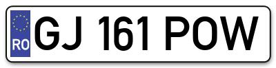 Placuta inmatriculare numar auto  GJ-161-POW, GJ 161 POW, GJ161POW