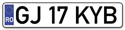 Placuta inmatriculare numar auto  GJ-17-KYB, GJ 17 KYB, GJ17KYB