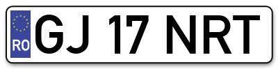 Placuta inmatriculare numar auto  GJ-17-NRT, GJ 17 NRT, GJ17NRT