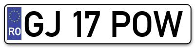 Placuta inmatriculare numar auto  GJ-17-POW, GJ 17 POW, GJ17POW