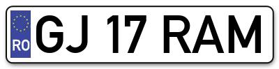 Placuta inmatriculare numar auto  GJ-17-RAM, GJ 17 RAM, GJ17RAM